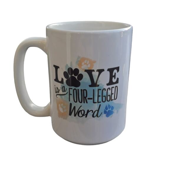 Love is a Four Legged Word Dog Lovers Rare Coffee Cup Coffee Mug - Picture 1 of 8